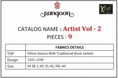 Artist Vol 2 By Rangoon Ethnic Gowns With Traditional Work Jackets Kurtis 3