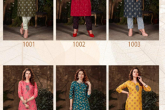 Banwery Fashion Bell Bottom Heavy Magic Slub Kurti With Pant Design 1001 to 1006