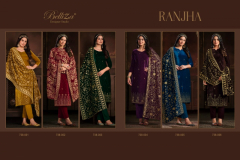 Belliza Designer Studio Ranjha Velvet Designer Suit Collection Design 738-001 to 738-006 Series (8)