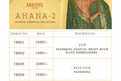 Deepsy Suits Ahana Vol 02 Premium Pasmina Collection Design 78001 to 78006 2