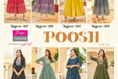Diya Trends Poosh Vol 1 Desginer Gown Style Kurti Collection Design 1001 to 1008 Series (11)