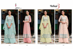 Eba Lifestyle Mehar -3 Georgette With Embridery Nyra Cut Suits Collection Design 1535 to 1538 Series (4)