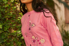 Four Buttons Peach Vol 02 Weaving Cotton Kurti With Bottom Design 1481 to 1486 7