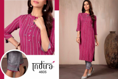 Indira Apparel In Line Cotton Slub Kurti With Bottom Design 4601 to 4606 Series (10)