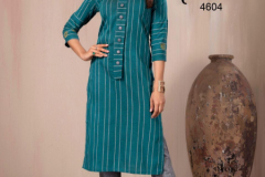 Indira Apparel In Line Cotton Slub Kurti With Bottom Design 4601 to 4606 Series (12)
