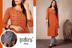 Indira Apparel In Line Cotton Slub Kurti With Bottom Design 4601 to 4606 Series (3)