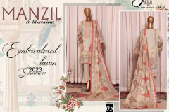 Justuju By FD Creation Manzil Embroidered Lawn 2023 Summer Suits Collection Design 01 to 05 Series (1)