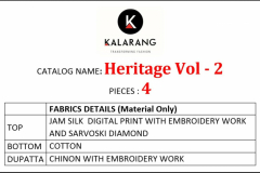 Kalarang Heritage Vol 2 Jam Silk Embroidery Work Salwar Suits Collection Design 1211 to 1214 Series (7)