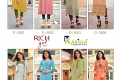 Karissa Trends Richgirl Vol 05 Rayon Millange Premium Design 5001 to 5008