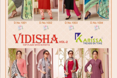 Karissa Trends Vidisha Vol 02 Muslin Reyon With Digital Print Kurti With Bottom Design 1001 to 1008