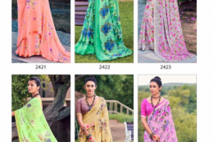 Kashvi Creation Jhankaar Georgette Floral Prints Saree Design 2421 to 2428 Series (2)