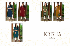 Krisha Vol 12 Kurtis With Pant Pure Cotton Embroidery Design 1038 to 1042