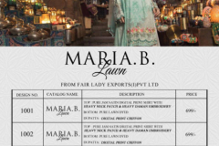 Maria B Lawn Fair Lady Export 1001 to 1004 Series 5