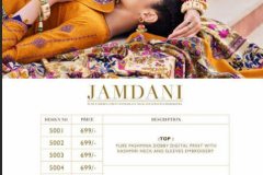 Mumtaz Arts Jamdani Karachi Suits Pure Pasmina Design 5001 to 5010