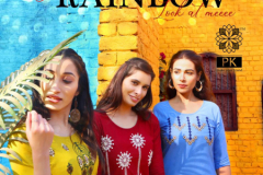 PK Fashion Rainbow Vol 03 Heavy Cotton With Embroidery Fancy Long Kurti 3011 to 3021 Series (1)