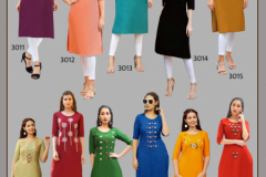 PK Fashion Rainbow Vol 03 Heavy Cotton With Embroidery Fancy Long Kurti 3011 to 3021 Series (19)