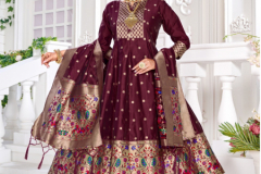 Poonam Designer Paithni Silk Gown With Dupatta Collection Design 1001 to 1006 Series (10)