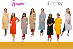 Psyna Poetry Cotton With Embroidery Kurti With Pant Design 2001 to 2008