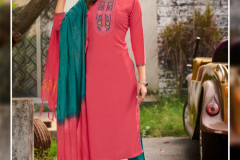 Rangjyot Veena Vol 1 Rayon Kurti With Pant & Dupatta Collection Design 1001 to 1008 Series (6)