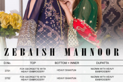 Rinaz Fashion Zebaish Mahnoor Pakisthani Suits Design 3701 to 3706