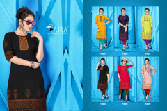 Saira Fashion Sunehri Heavy Rayon Slub Cotton Kurti Design 1001 to 1006