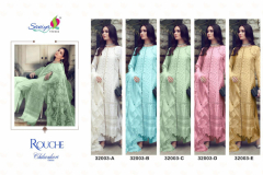 Saniya Trendz Rouche 32003 A-E Chikankari Edition Pakisthani Suits Design A-32003 to E-32003