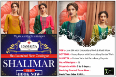 Shalimar Vol 1 Ramaiya Kessi Fabric 10161 to 10168 Series 10