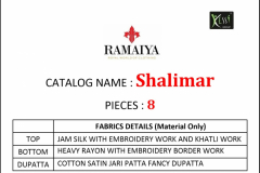 Shalimar Vol 1 Ramaiya Kessi Fabric 10161 to 10168 Series 11