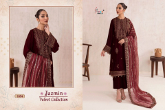 Shree Fabs Jazmin Velvet Winter Collection Salwar Suits Design 2452 To 2455 Series (6)