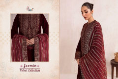 Shree Fabs Jazmin Velvet Winter Collection Salwar Suits Design 2452 To 2455 Series (7)