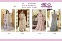 Shree Fabs Mushq Embroidery Collection Vol 02 Butterfly Net Design S-202 to 205 6