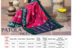 Shubhvastra Patola Vol 01 Patola Silk Saree Collection Design 5101 to 5104