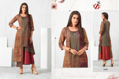 TZU Life Style Lakshita Tussar Silk Muslin Long Kurti With Jacket Style Design 1001 to 1005 Series (2)